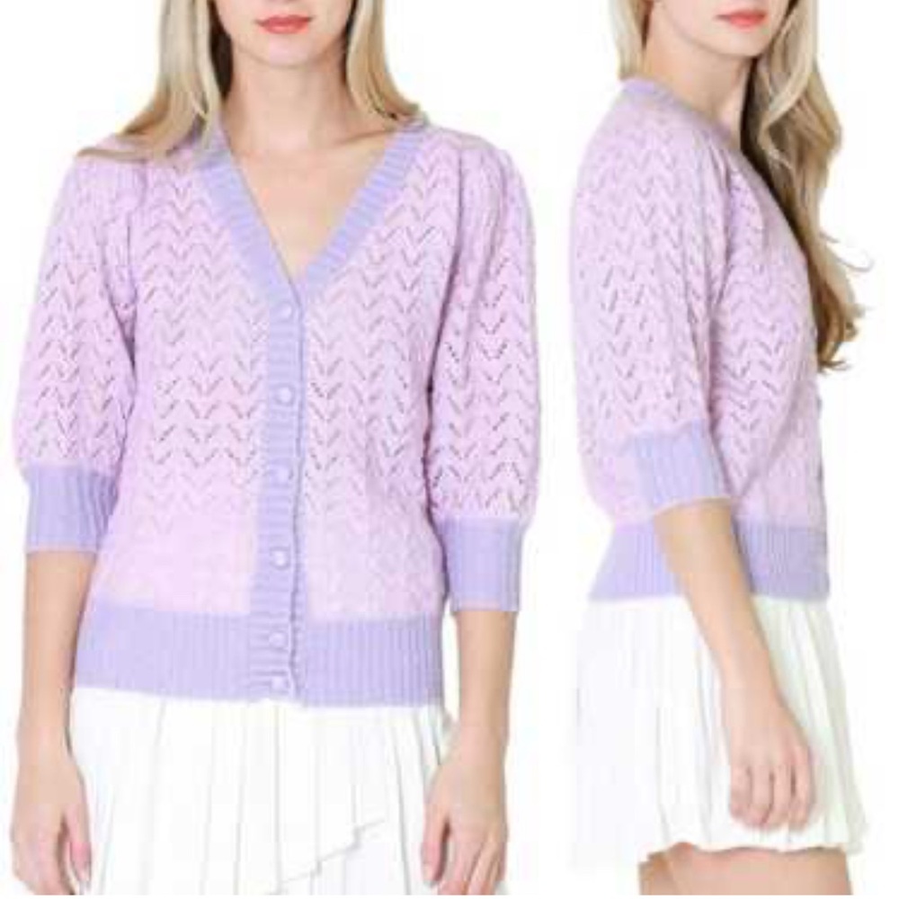 FRNCH Paris Lilac Women's Knit‎ Cardigan. EUC